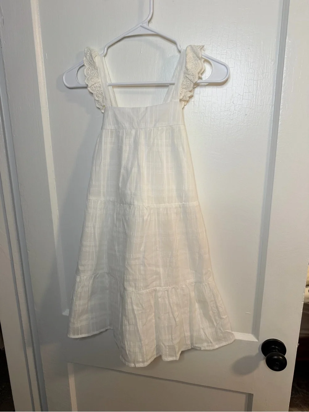 Girls' White Ruffle Strap Tiered Sundress
